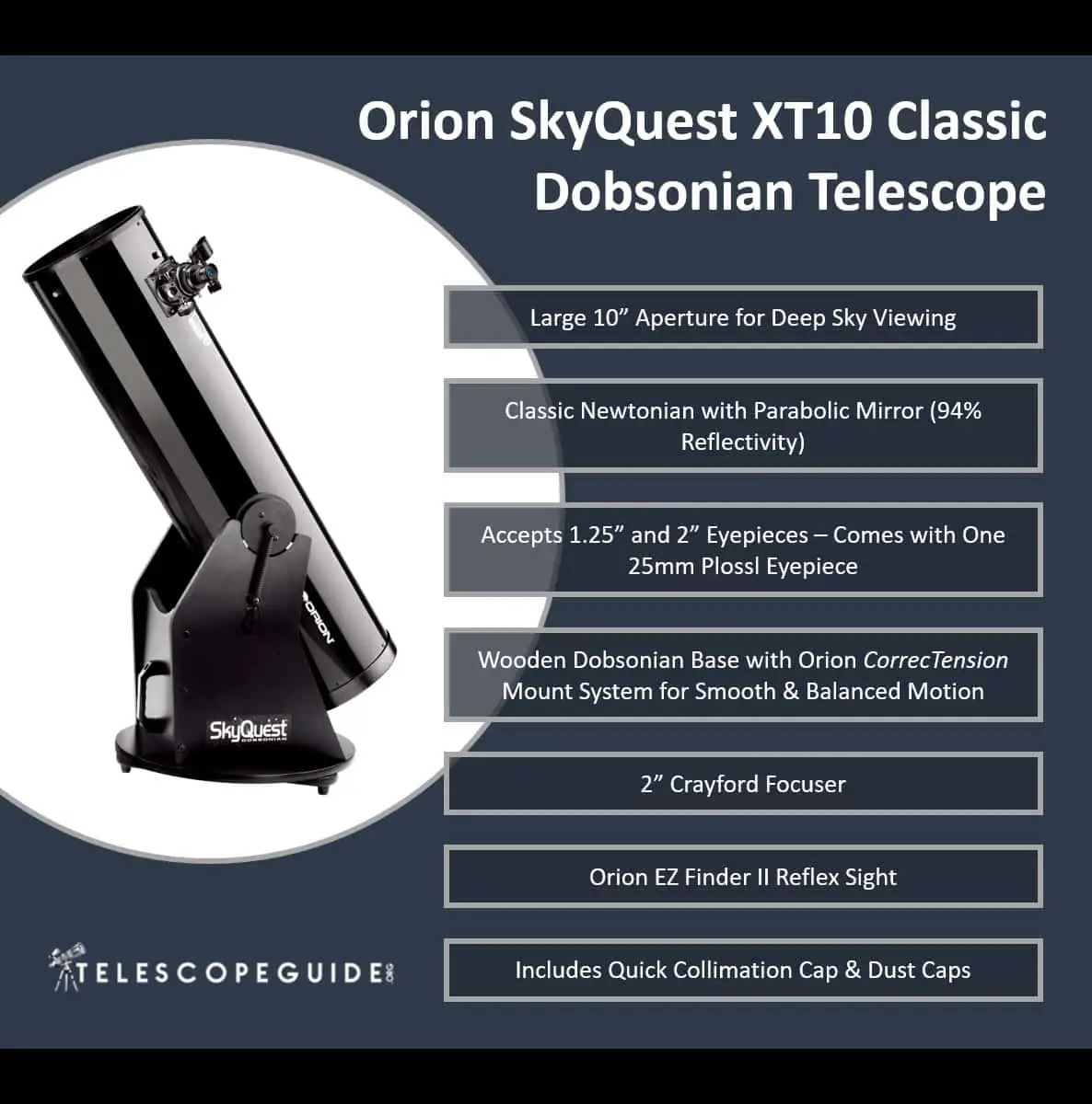 Orion SkyQuest XT10 key features specs highlights review