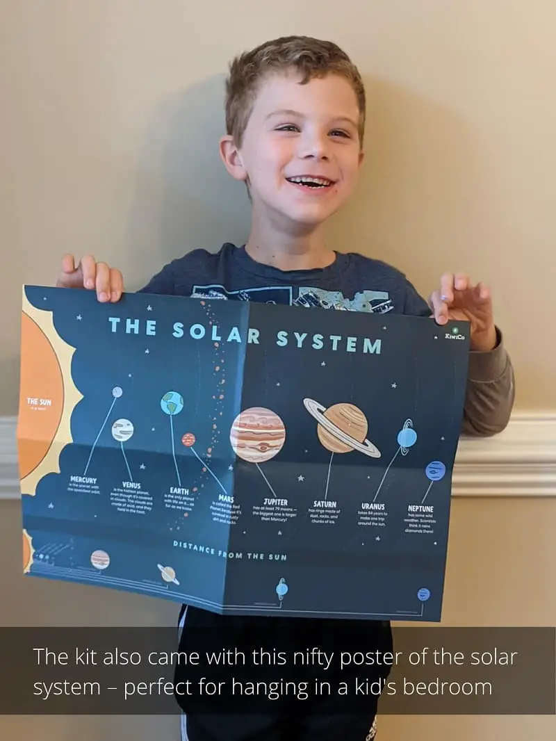 The kit also came with this nifty poster of the solar system, perfect for hanging in a kid's bedroom