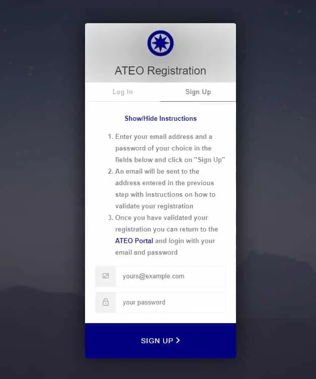 Insight Observatory ATEO Portal - sign up