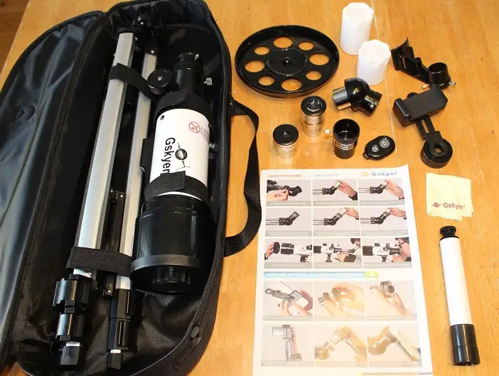 gskyer 70mm telescope review with accessories