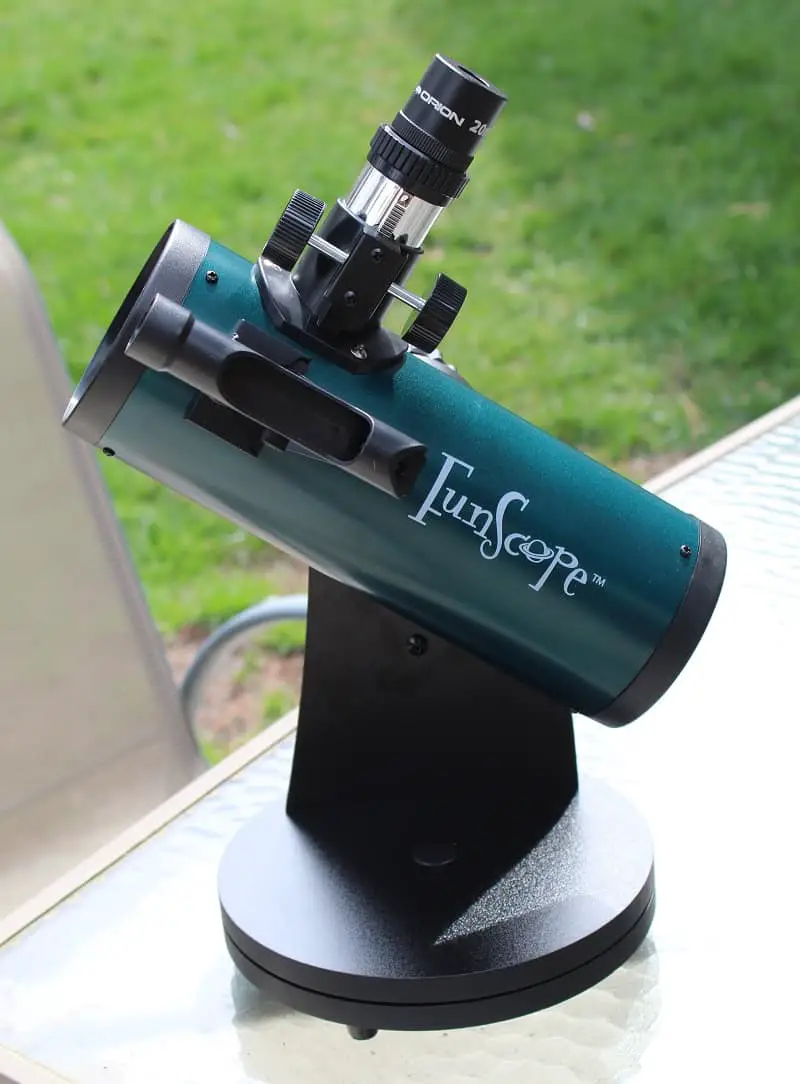 Orion FunScope 76mm telescope for kids - on table